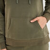 Sweat hoodie 1 poche &agrave; capuche vert kaki femme