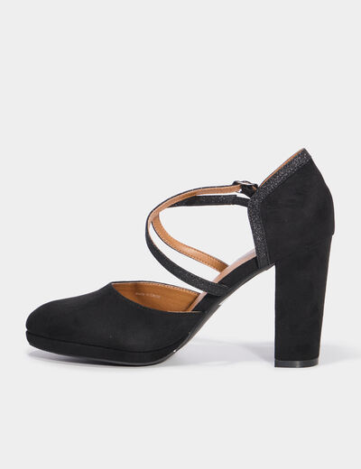 Escarpins &agrave; talons avec bride noir femme