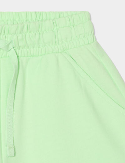 Short de jogging taille élastiquée vert clair fille