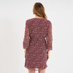 Robe manches longues col cache-coeur bordeaux femme