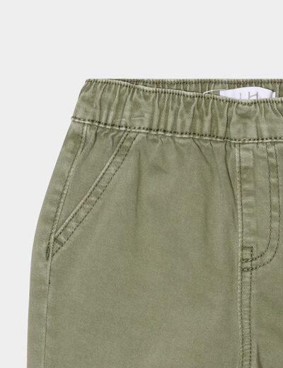 Pantalon jogger bas élastiqué coton vert kaki bébé garçon