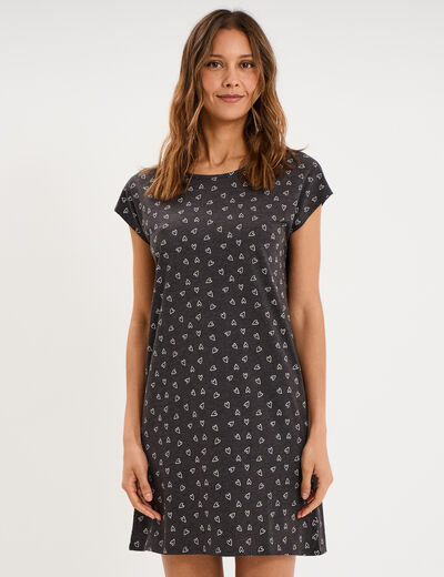 Chemise de nuit manches courtes gris anthracite femme