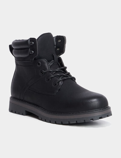 Boots à bout rond lacets noir homme