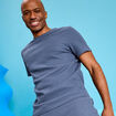 T-shirt textur&eacute; droit col rond coton bleu gris homme