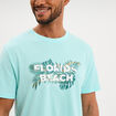 T-shirt &agrave; manches courtes droit coton bleu turquoise homme