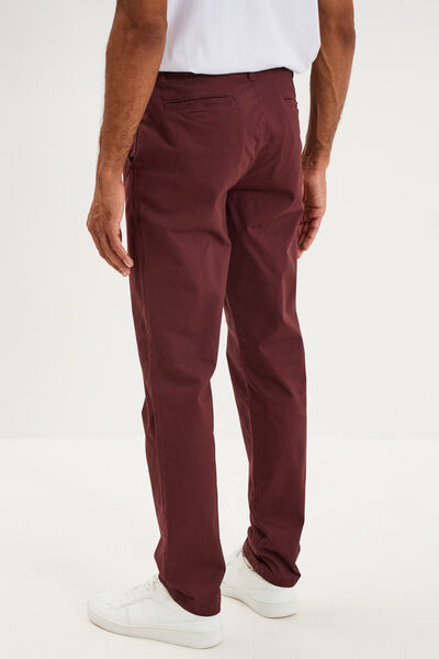 Pantalon chino droit stretch prune homme