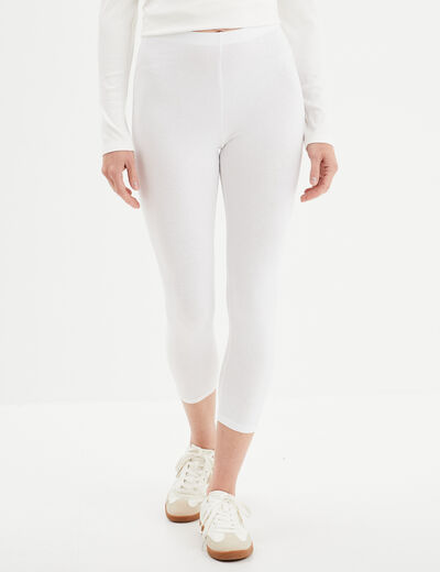 Legging 7/8ème taille élastiquée blanc femme