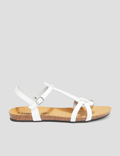 Sandales plates en cuir Creeks blanc femme