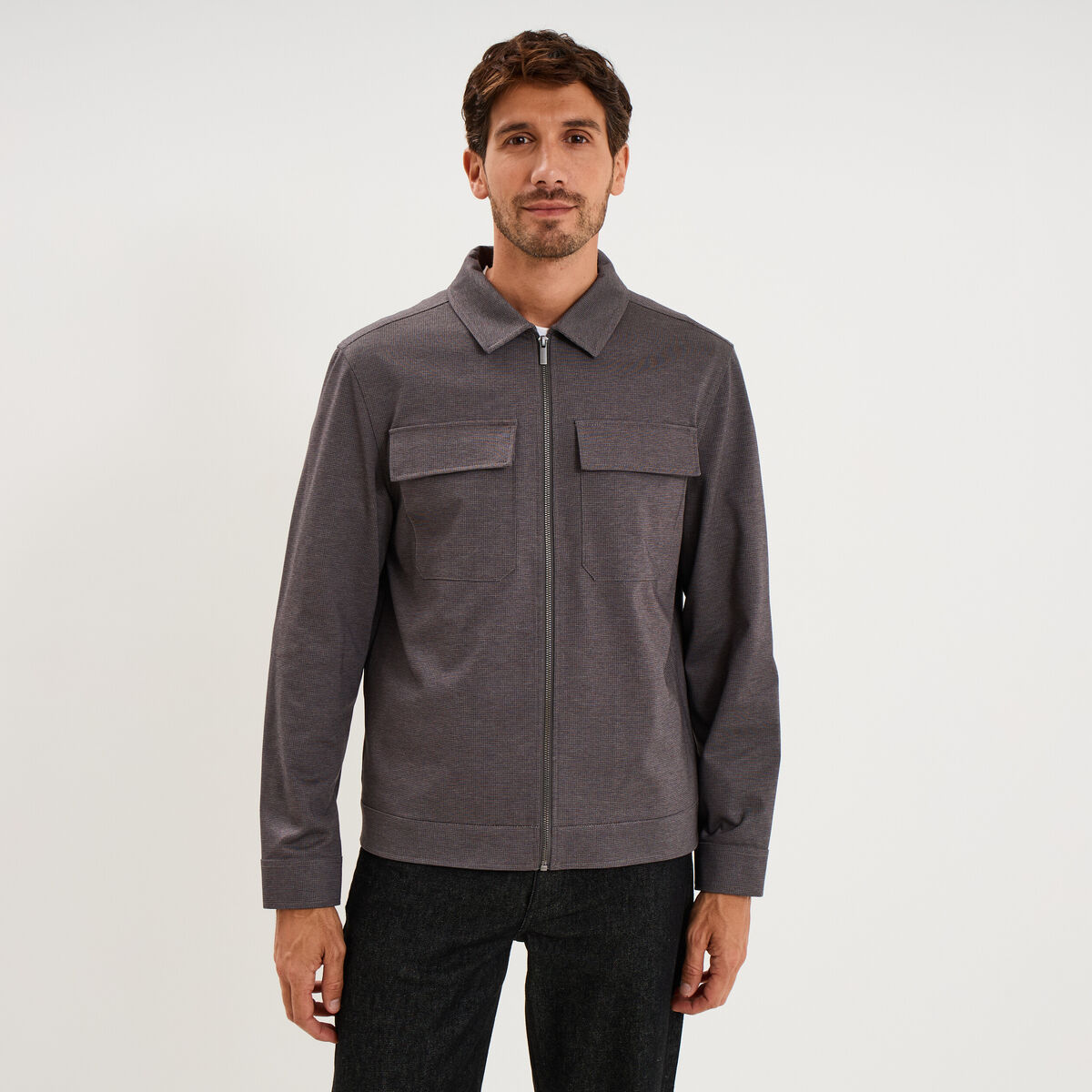 Surchemise zipp&eacute;e s&eacute;chage rapide gris homme