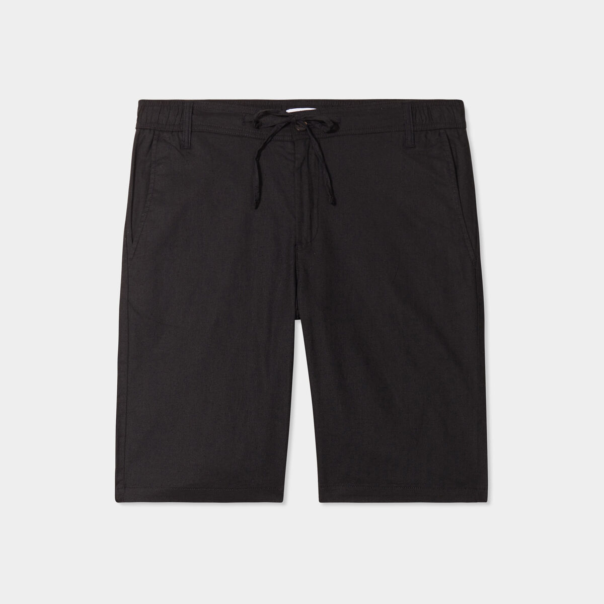 Bermuda chino à coulisse lin mélangé noir homme