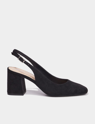 Escarpins slingback suédine noir femme