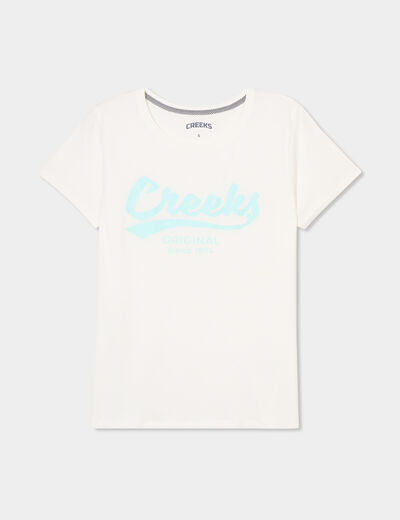 T-shirt col rond manches courtes Creeks blanc femme