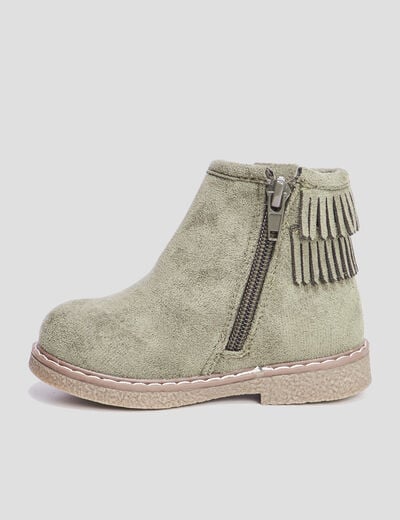 Bottines franges vert kaki bébé fille