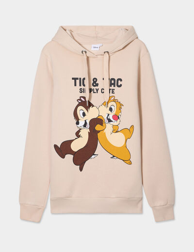 Sweat hoodie à capuche Tic et Tac sable femme