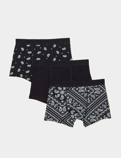 Lot 3 boxers coton noir homme