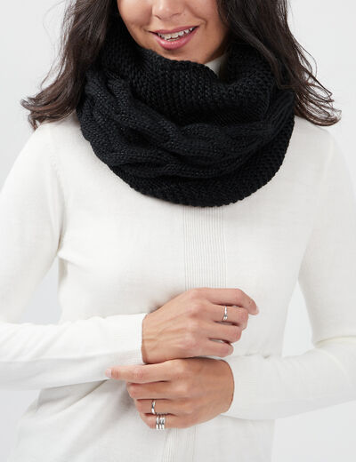 Snood avec torsades noir femme