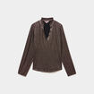 Blouse manches longues col tunisien terracotta femme