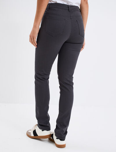 Pantalon slim en coton elasthanne gris foncé femme