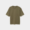 T-shirt col rond coupe relax coton &eacute;pais vert kaki homme