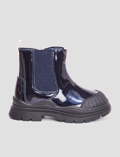 Bottines vernies à semelle épaisse noir fille