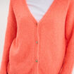 Gilet col en V manches longues rose fluo femme