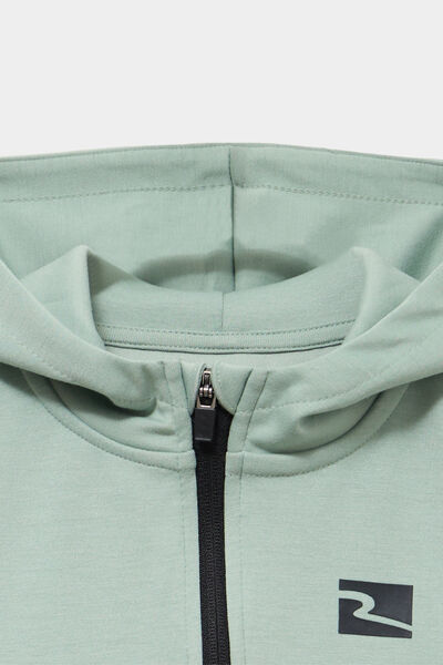 Sweat zipp&eacute; &agrave; capuche vert pastel gar&ccedil;on
