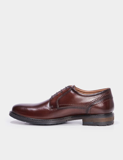 Derbies à lacets en cuir marron homme