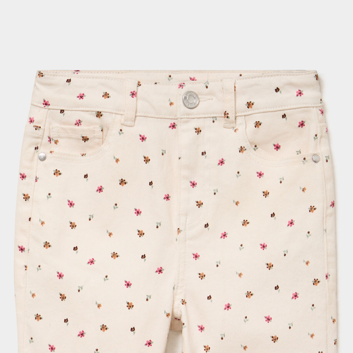Pantalon flare stretch 5 poches beige fille