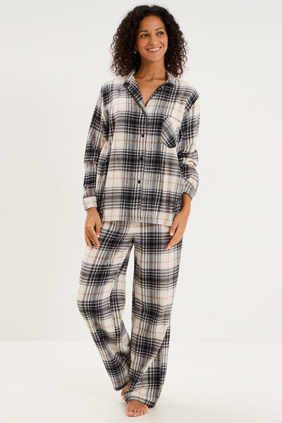 Ensemble pyjama chemise et pantalon blanc femme