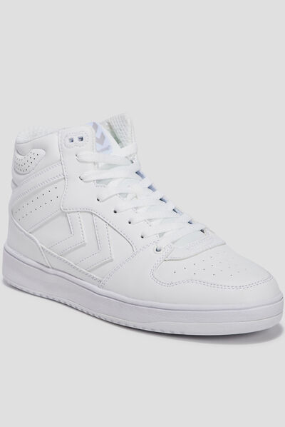 Baskets montantes à lacets blanc homme