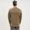 Pull col rond manches longues taupe homme