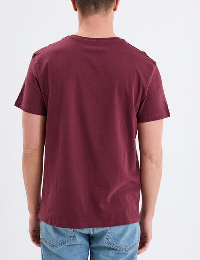 T-shirt en coton manches courtes prune homme