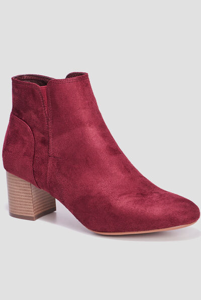 Bottines suédines à talons bordeaux femme