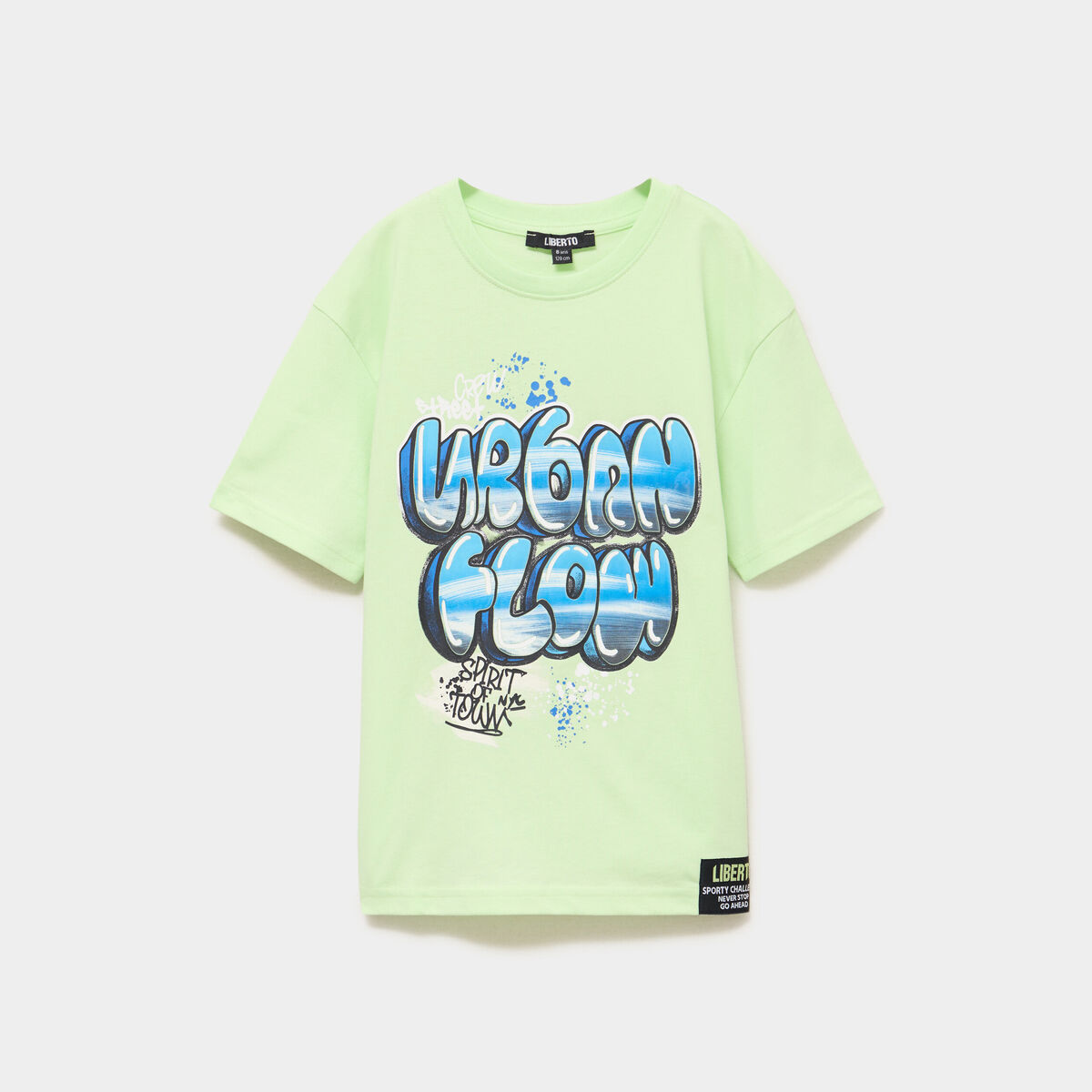 T-shirt oversize manches courtes coton vert fluo gar&ccedil;on
