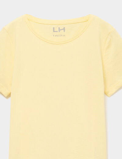 T-shirt manches courtes en coton jaune clair fille