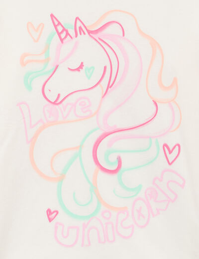 T-shirt manches longues coton ivoire fille