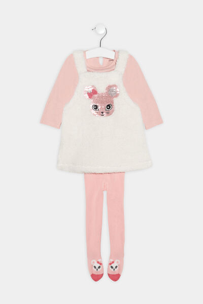 Ensemble 3 pièces ivoire bébé fille