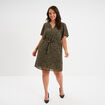 Robe col tunisien manches courtes vert kaki femme grande taille