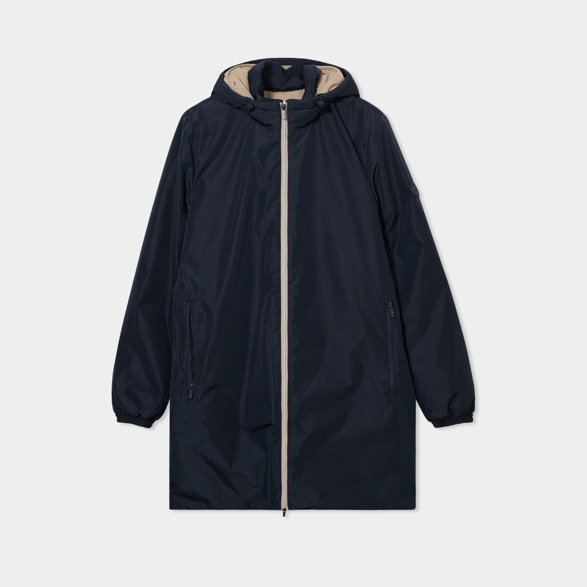 Parka déperlante doublée à capuche bleu foncé homme