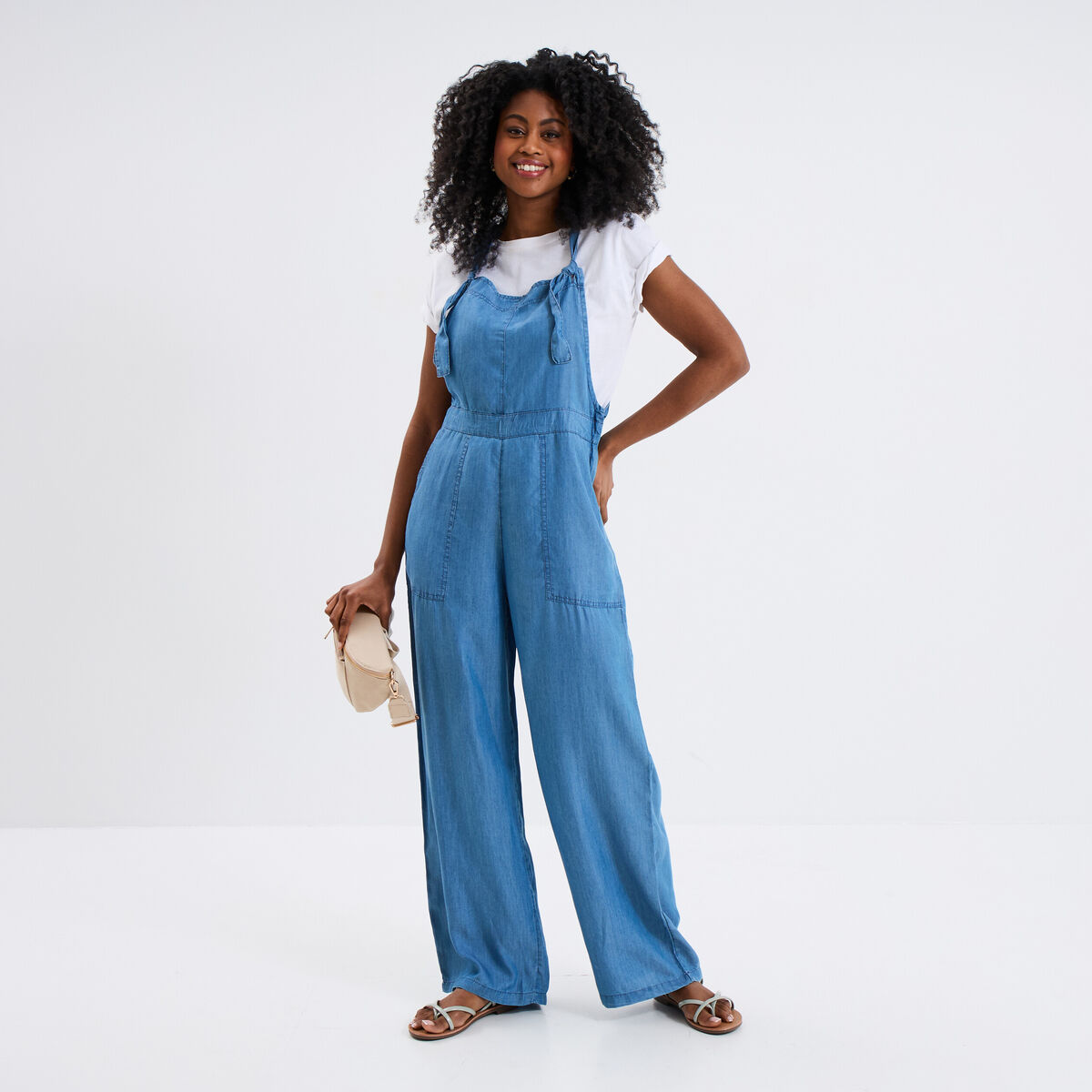 Salopette pantalon jean fluide denim double stone femme