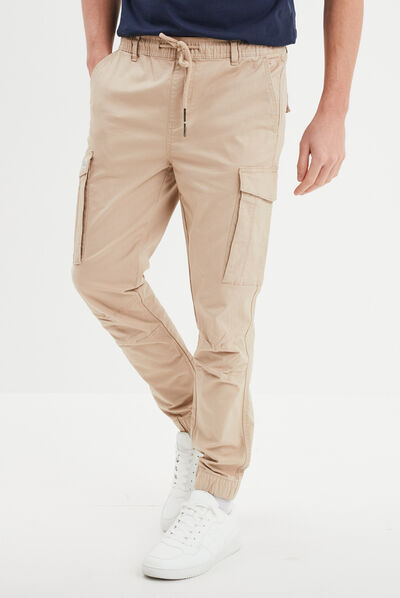 Pantalon cargo taille élastiquée Creeks beige homme
