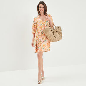 robe evasee manches 34 ecru femme Robe évasée manches 3/4 ecru femme