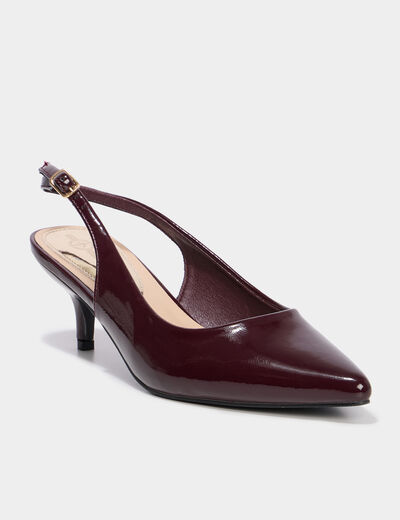 Escarpins vernis &agrave; talons bordeaux femme