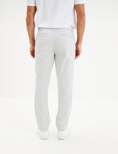 Pantalon chino droit stretch gris clair homme