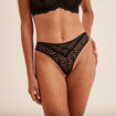 Tanga high leg en dentelle noir femme