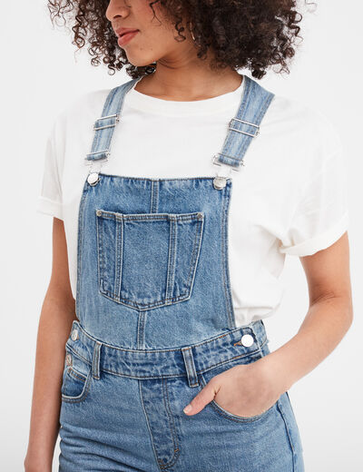 Salopette en jean mom boutonnée denim double stone femme