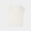 T-shirt manches courtes lin mélangé gris clair femme