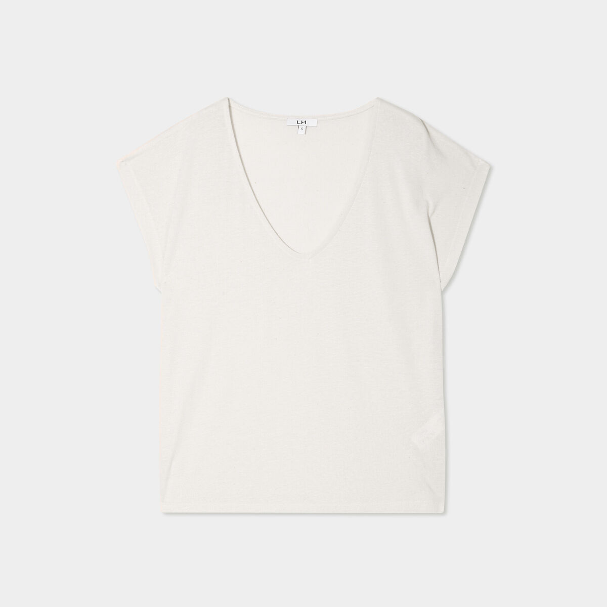 T-shirt manches courtes lin mélangé gris clair femme