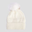 Bonnet à pompon ivoire femme