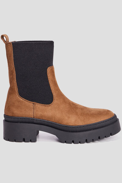 Bottines ranger avec élastiques marron femme
